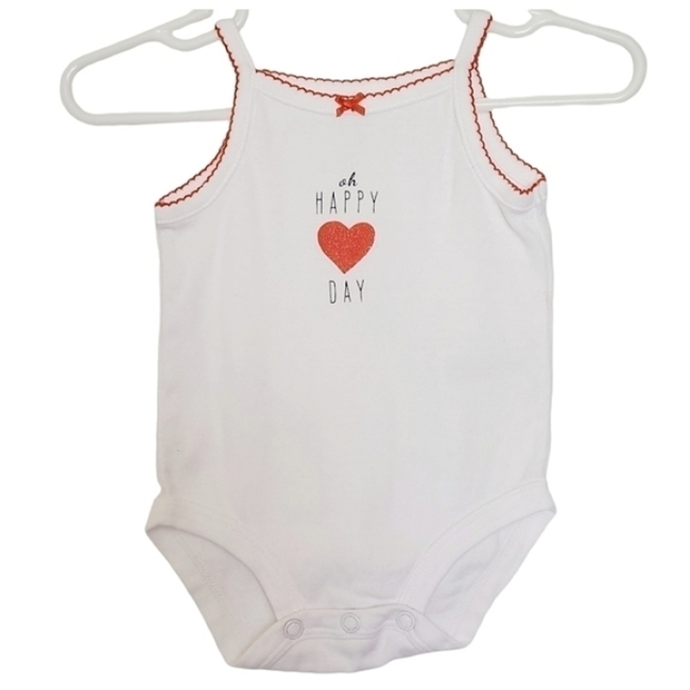 K1007 * Carter's Oh Happy ❤️ Day Bodysuit White Red Size 3M Valentine's Day